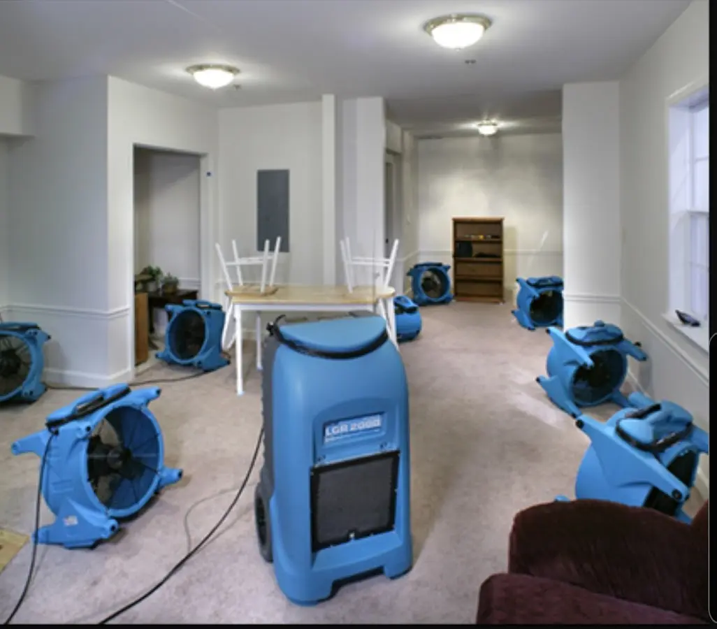 Air movers and dehumidifier setup for Water Damage Restoration in Mechanicville